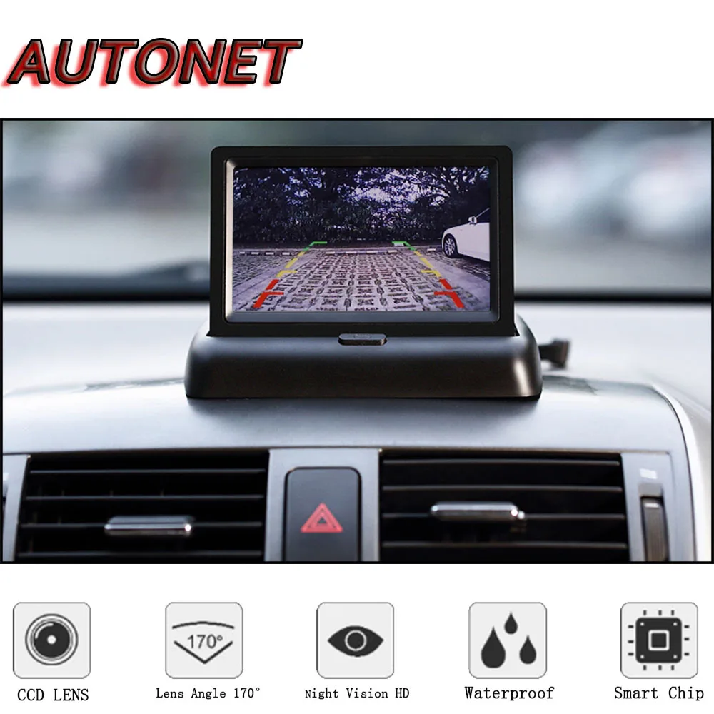 AUTONET In Auto 4.3 "TFT LCD Monitor/Schermo a Colori Digitale/Macchina Fotografica di Retrovisione Display/Apri & Chiudi pieghevole/16:9 NTSC PAL 12 v RCA - Image 2
