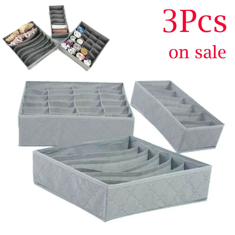 

Foldable Organizer Drawer Storage Box Case for Bra Ties Underwear Socks Container Divider Storage Boxes