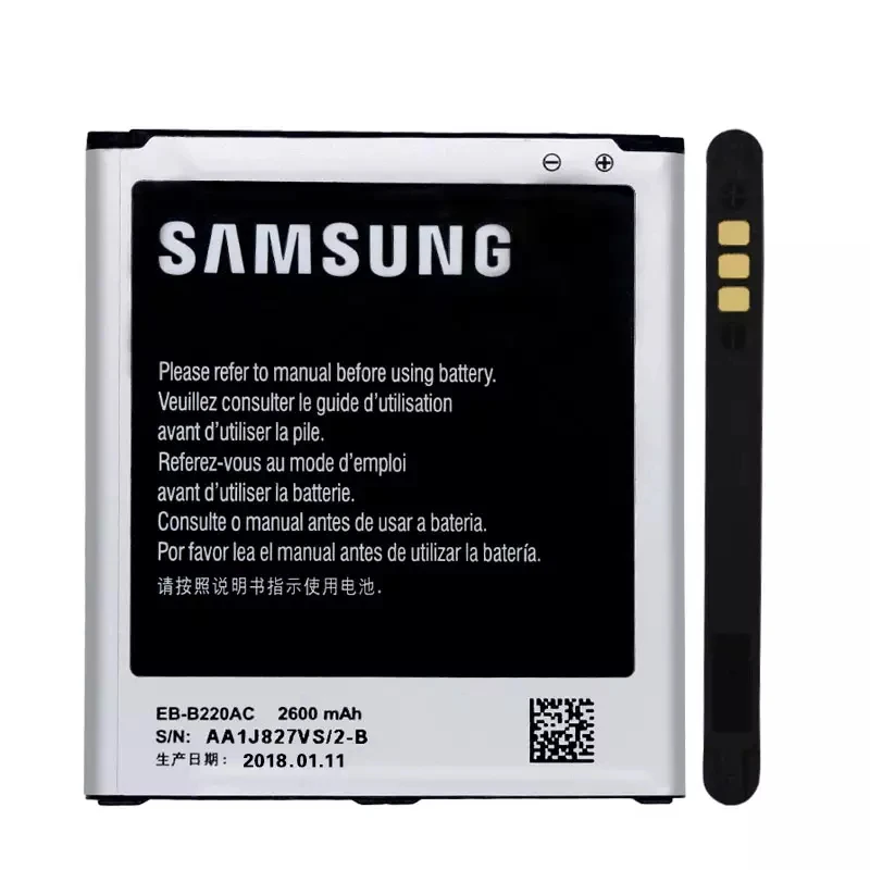 Сменный аккумулятор samsung для Galaxy Grand 2 SM-G7106 SM-G7102 G7108 G7108V настоящий аккумулятор для телефона EB-B220AC 2600 мАч