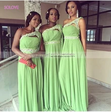 One Shoulder Elegant A Line Bridesmaid Dress Wedding Gowns Chiffon Appliques Bridesmaid Dress vestido de dama de honor (SL-B43)