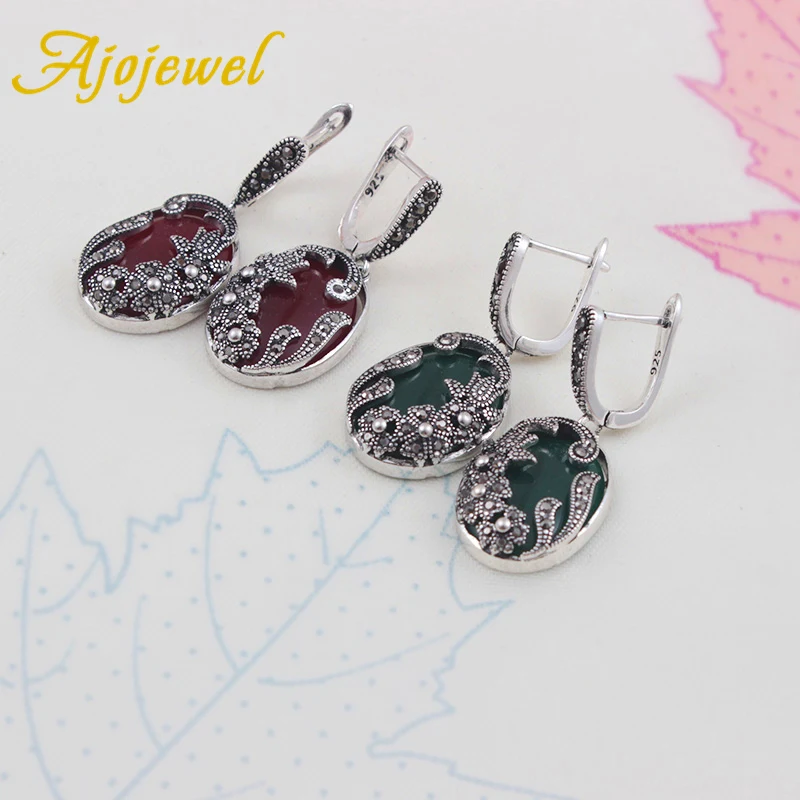 Женские винтажные серьги с цветком Ajojewel черные стразы