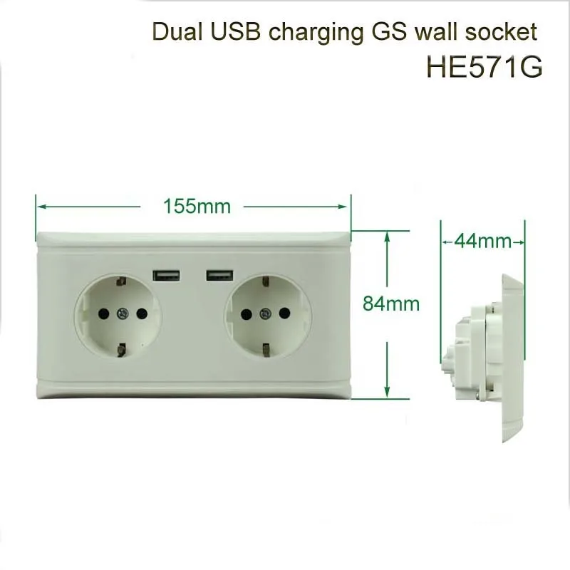 Настенные розетки USB настенная розетка с двумя розетками ЕС, французские розетки переменного тока 16А настенная розетка с двумя портами usb для зарядки ПК противопожарная панель