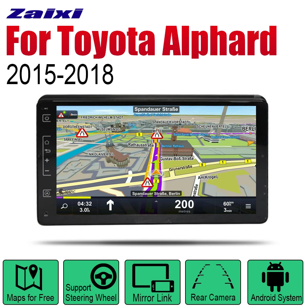 

ZaiXi Android Car GPS Navi for Toyota Alphard 2015~2018 player Navigation WiFi Bluetooth Mulitmedia system audio stereo EQ