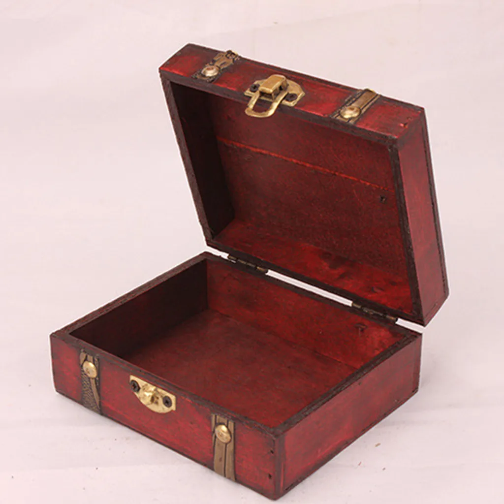 

Jewelry Box Vintage Wood Handmade Box With Mini Metal Lock For Storing Jewelry Treasure Pearl Storage Boxes 2019 New Arrivals