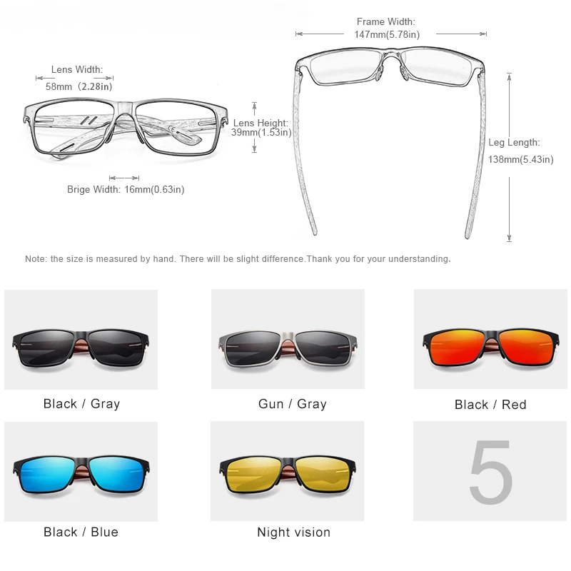 Goedkoop KINGSEVEN Designer Handgemaakte Vrouwen Zonnebril Mannen Gepolariseerde Natuurlijke Bubinga Houten + Aluminium Fashion Zonnebril Vierkante UV400