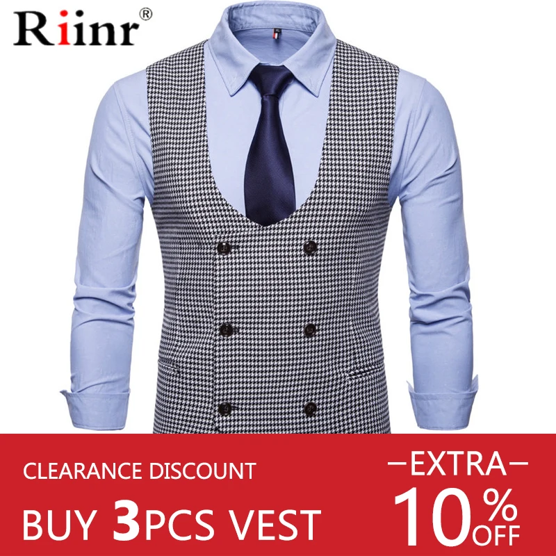 Tanie Riinr męska klasyczna wesele Paisley Plaid kamizelka kamizelka kieszonkowy kwadratowy krawat do garnituru zestaw zestaw w kwadraty wiosna jesień