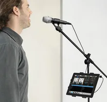 tablet holder and phone holder for Microphone stand ABC plastic mount for Apple Ipad for Iphone 4.5-10.5” ereader car backseat