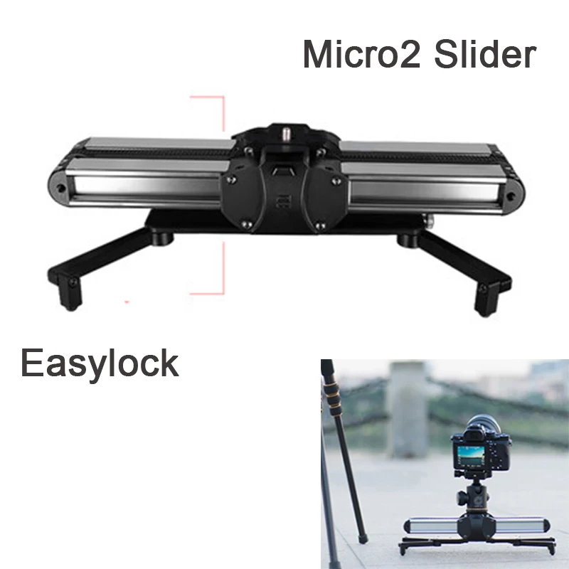 12in/33cm Camera Slider Micro 2 Double Distance Travel Track Slider Video Dolly Tracking Rail for ARRI Mini/RED/BMCC/DSLR DV