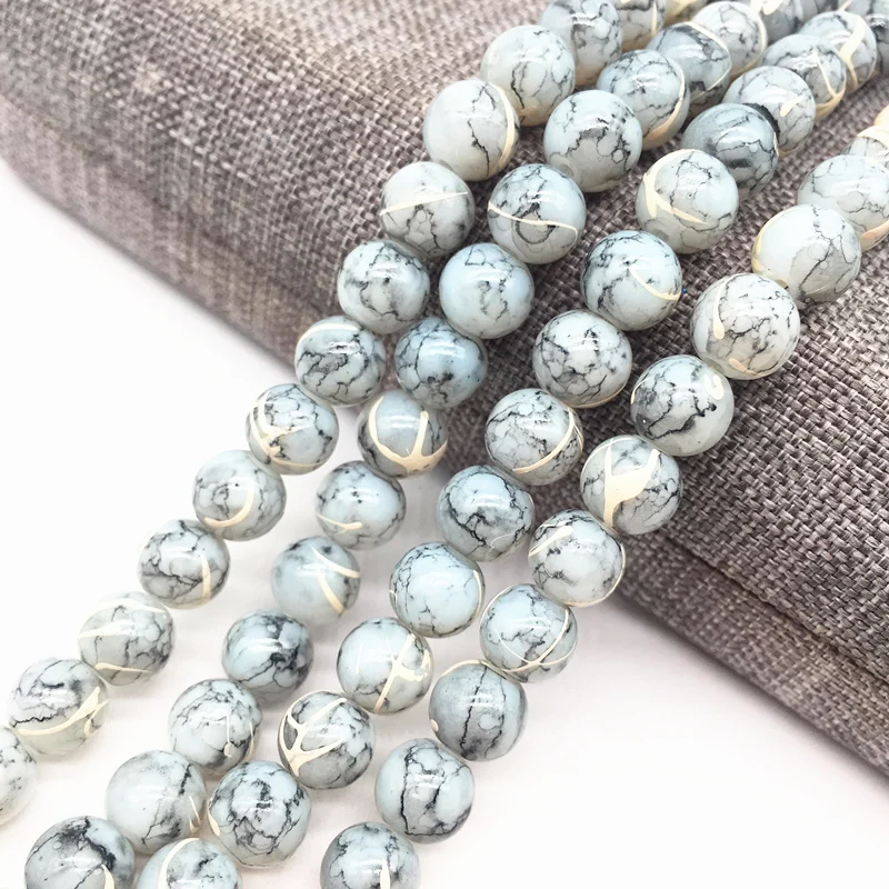 

Wholesale 4/6/8mm Light gray Salad Glass Beads Loose Spacer Painted Pearl Charm DIY Jewellery Making #19