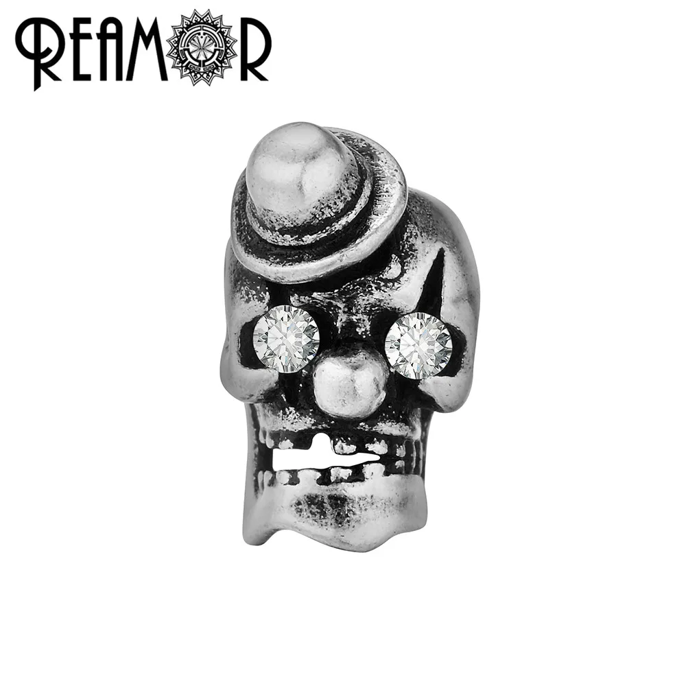 

REAMOR Antique Silver Clown Skull Copper Beads Hat Skeleton Bronze Bead for Bracelet Jewelry Making DIY Handmade Beaded Bracelet