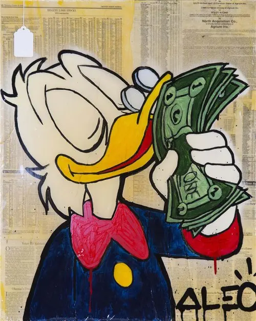 Monopolyingly Art Canvas Painting Street Artist Scrooge Mcduck Dollar Sign Statue Poster Wall Picture for Living Room No Frame - Color: AM006