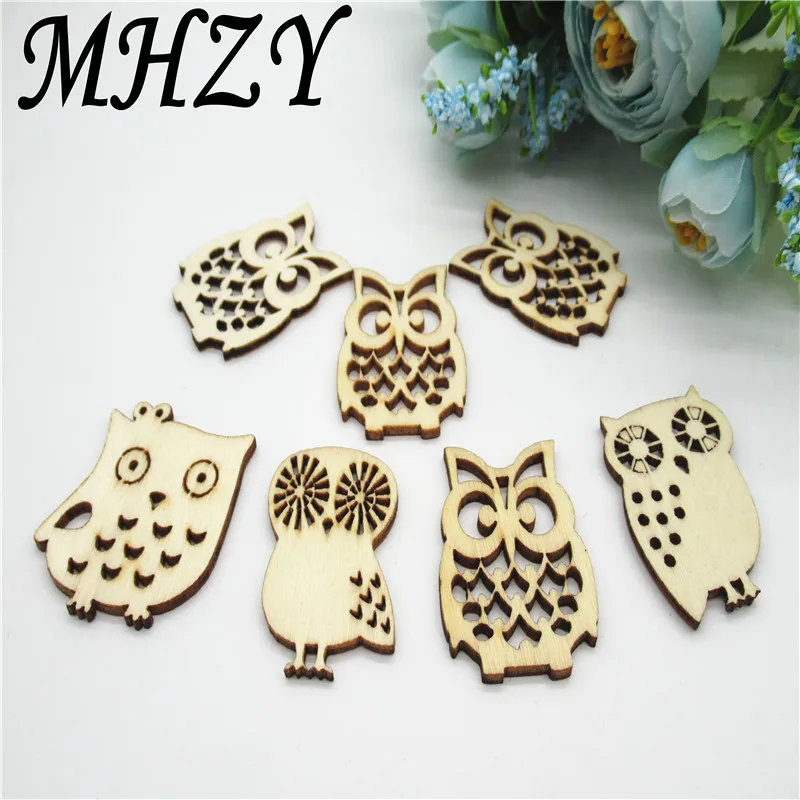 

10/20pcs 38mm Natural Mixed Owl hollow carving Pattern wood Art Collection Craft Handmade Carft for Home decoration diy Q25