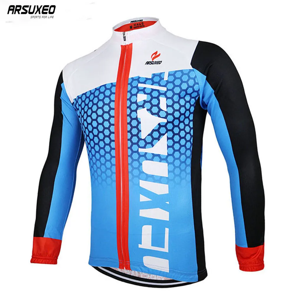 

ARSUXEO Men's Spring Autumn Cycling Jersey Bike Bicycle Long Sleeves Mountain MTB Jersey Clothing Shirts ZLJ21-Q