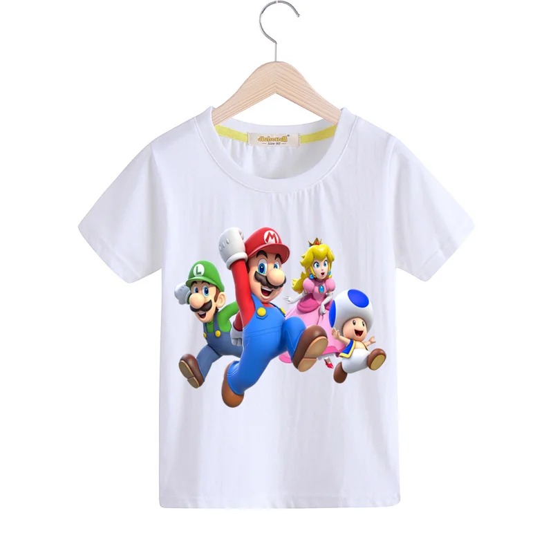 Boys Girls Child Cartoon Mario T-shirts Summer Short Sleeve Tees Top Costume Kids 100%Cotton T Shirt Baby Tshirts Clothes TX150 (4)