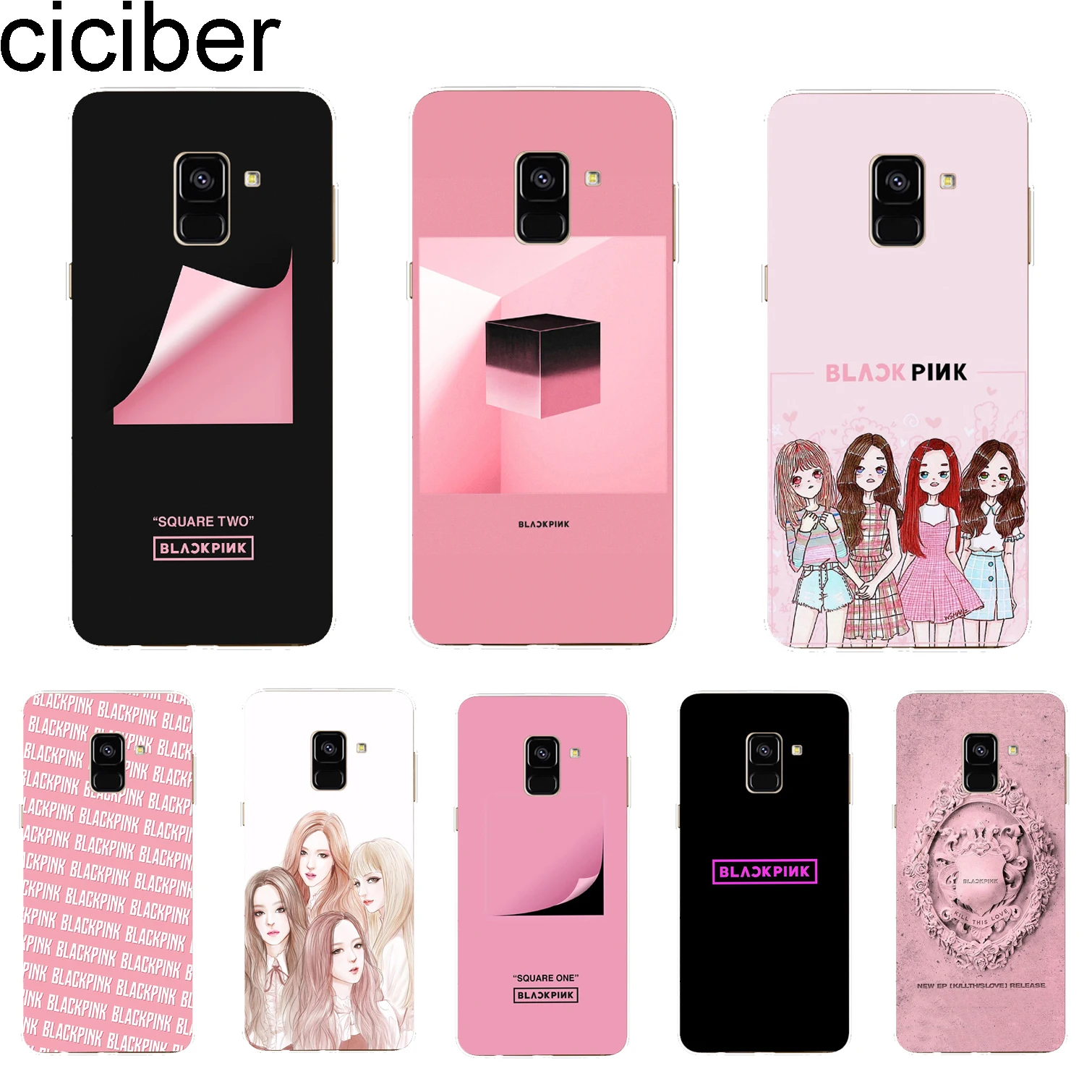 

ciciber Cover For Samsung Galaxy A8 A7 A5 A6 A9 A3 2018 2017 2016 A6S Plus Star Phone Cases Soft TPU BLACK PINK K-pop BLACKPINK