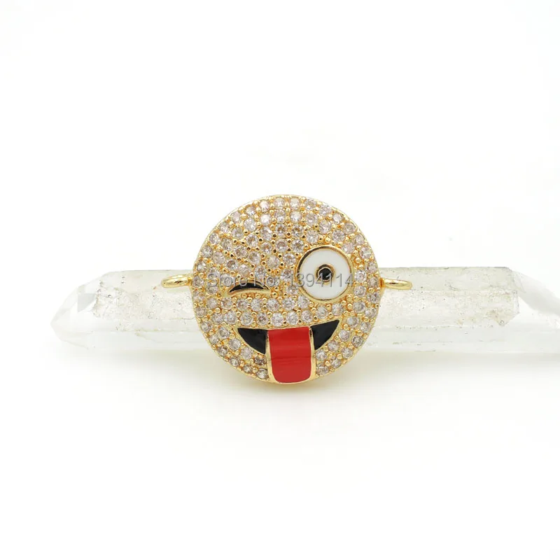 20*16*3 мм Micro Pave Clear CZ Mischief Expression Шарм с эмалированием подходит для мужчин и женщин, делая браслеты ювелирные изделия