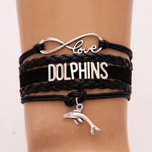 Бесконечная любовь браслет с дельфинами и Браслеты Pet Подвеска-Дельфин кожа обернуть ювелирные изделия из веревки для женщин мужчин Прямая