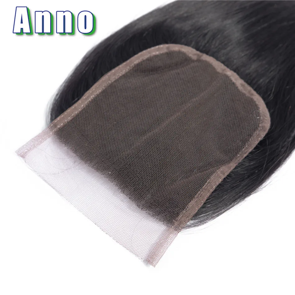 Annowig Malaysian Straight Hair Weaves 3 Bundles With Closure Human Hair Bundles With 4*4 Lace Closure Human Hair Extensions