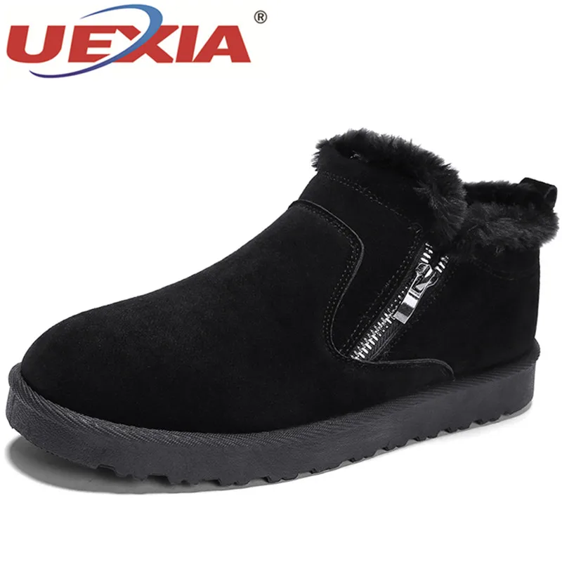 

UEXIA Unisex Fashion Men Boots Ankle Snow Boots Fur Fashion Flat Casual Lace-up Outdoor Shoes Man Ventilation Walking Moccasin
