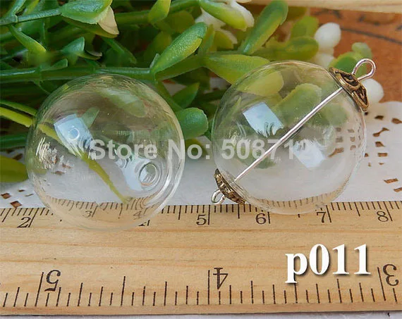 2014 New-10pcs 25mm with 2 tiny Hole on the crystal ball Hollow Glass hand blown necklace pendant charming handmade | Украшения и