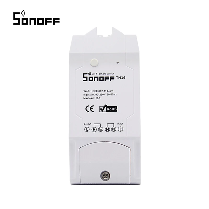 Умный Wi Fi переключатель Sonoff TH16 контроль температуры и влажности дистанционное