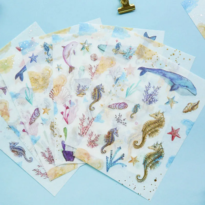 

3PCs/Set Colorful marine organism sticker photo album PVC sticker Scrapbook decor stickers diy Gift card Scrapbooking sticker