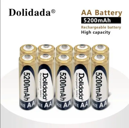 1-20 шт AA Ni-MH 5200mAh 1,2 V перезаряжаемая батарея перезарядка предварительно Заряженная ni-mh аккумуляторная батарея для игрушек микрофон камеры