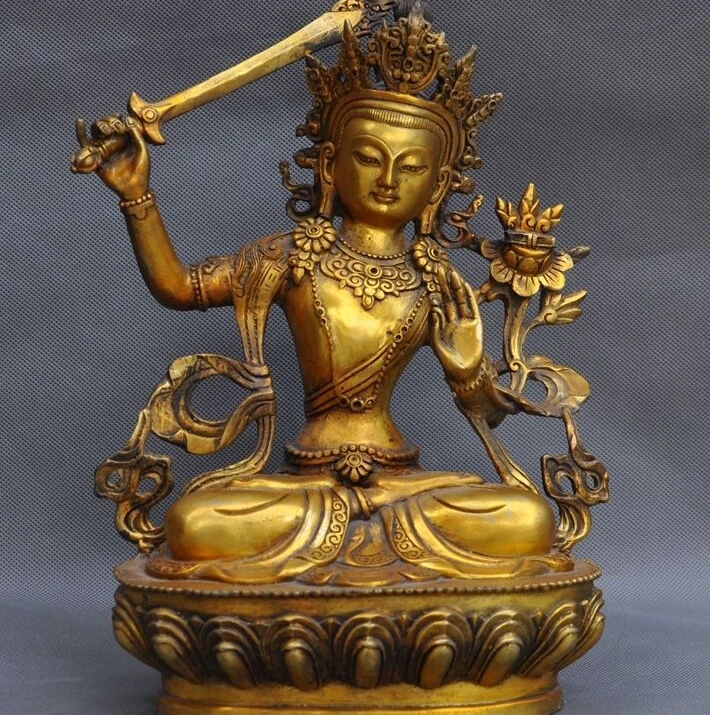 12 &quotдревнетибетский буддизм Бронзовая позолота kwan yin GuanYin Манджушри Бодхисаттва