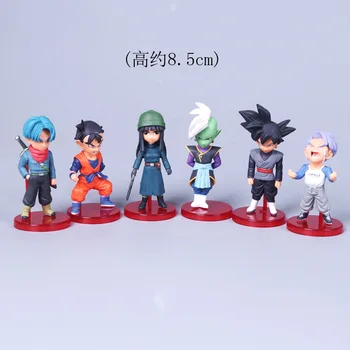 

6pcs/set Dragon Ball Black hair Goku Turks Q Version PVC Action Figure Model Toy 8.5cm