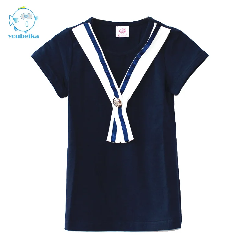 Summer Navy Style Cotton Children Dress Girl Casual A line Short Sailor