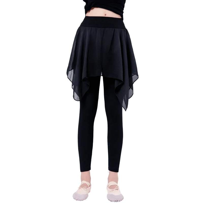 Girls Fitness Cotton Ballet Dance Pants Lyrical Chiffon Skirt Gymnastics Yoga Practicing Leggings For Children