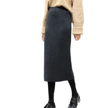 Весенне-осенняя Женская юбка, женская трикотажная юбка-карандаш, эластичная талия, тянущаяся, тонкая, повседневная, длинная юбка, рабочая одежда, Faldas FP0465