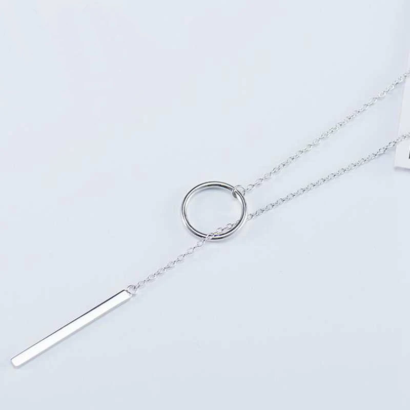 Ruifan линия иглы 925 стерлингового серебра длинное ожерелье с подвеской простое и романтичное ювелирные изделия подарок на День святого Валентина для женщин YNC091