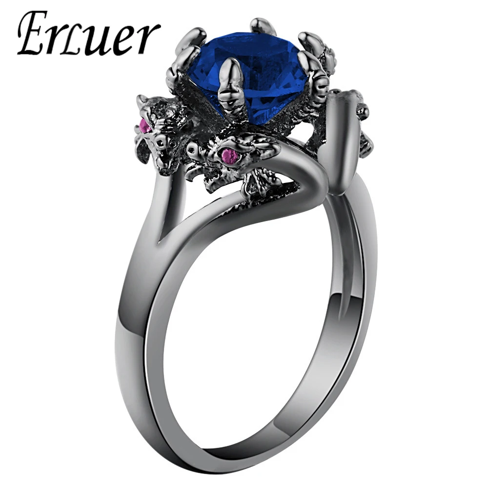 ERLUER Dragon кольца для мужчин и женщин Европа Америка Панк стиль ювелирные изделия Винтаж Черное золото Цвет циркон мода палец драконы кольцо