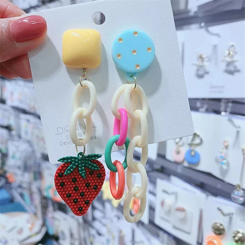 Корейские Модные Качественные Разноцветные серьги капли с большими фруктами