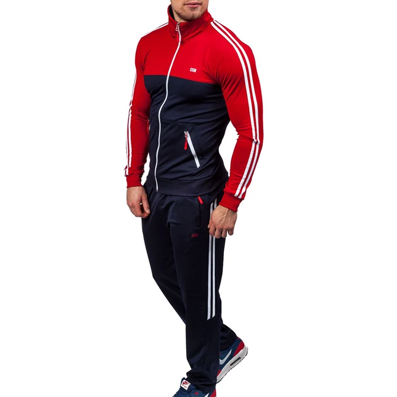 ZOGAA 2018 Mens 2 Piece Sets New Brand Color Block Sweatsuit For Men Casual Tracksuit Men Zipper Slim Fit Male Sports Suit