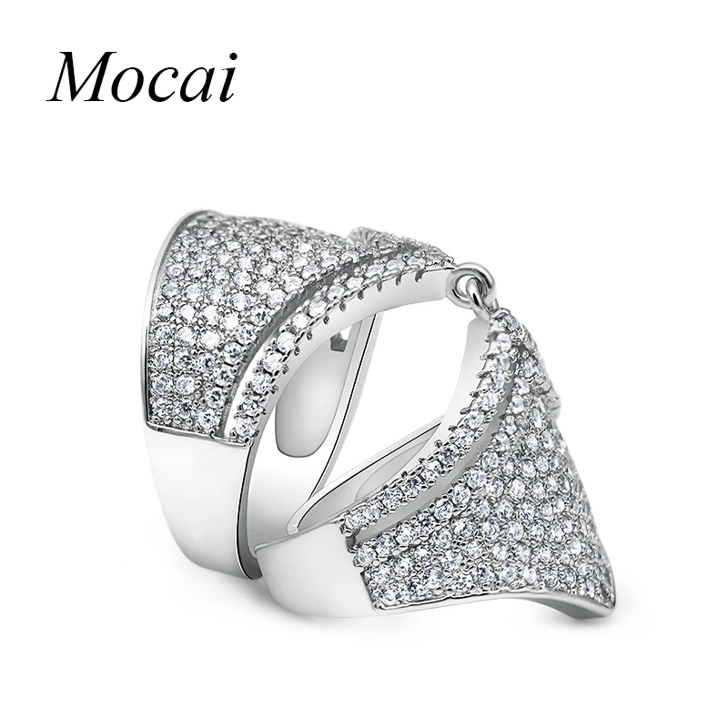 

Famous Brand Design New Double Jointed Ring Finger Gold Color Full Micro Zirconia Shield Exaggerated Party Jewelry ZK30
