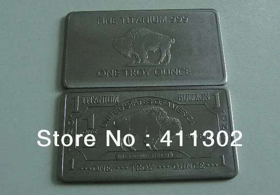

FREE SHIPPING 5pcs/lot 1 oz .999 Titanium BUFFALO BAR and retail ,drop shipping