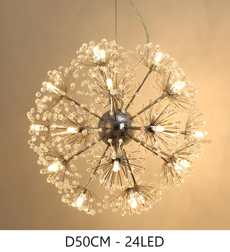 Modern Dandelion Led Crystal Ball Pendant Light Dining Room Restaurant Design Lamp Home Decor Chrome Fixture G4 Bulb 110-220V (5)