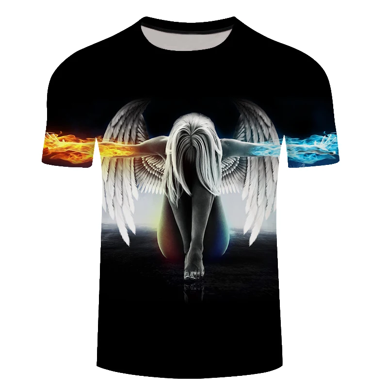 

New Fashion Plus Size 6XL Brand T-Shirt Men/Women 3D Printed Angel Compression Short Sleeve Summer Men T Shirt Funny Tops Tees