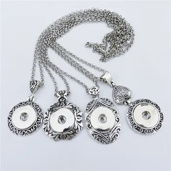 

Punk Retro Metal 18mm Snap Buttons Necklace Women Men Jewelry 4 Styles Mix