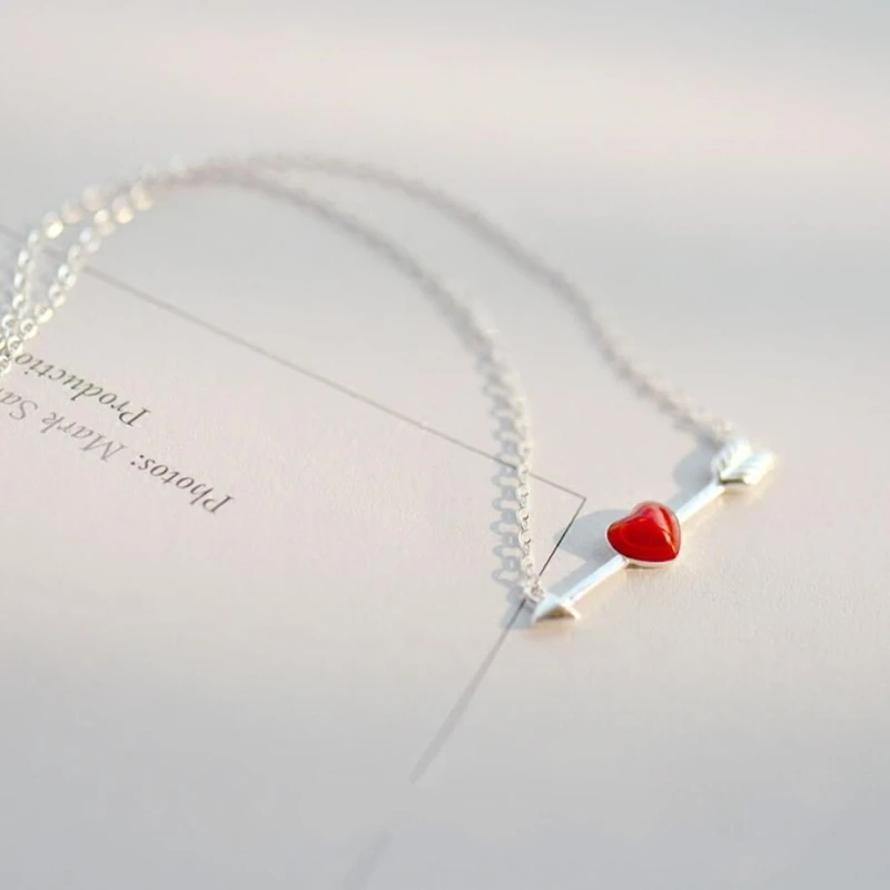 

LOVE At First Sight Fresh Literary 925 Sterling Silver Clavicle Chain Temperament Trendy Female Necklace SNE161