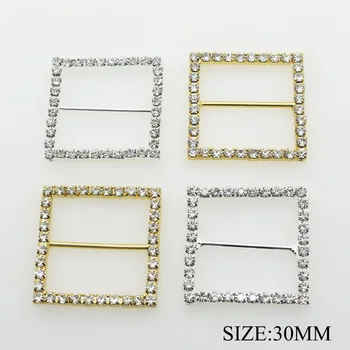 

HOT 10pcs/lot 30mm Square Rhinestone Clasps Jewelry Finding Diamond Belt Buckles for Wedding Card Women Belt Clothing Decoration
