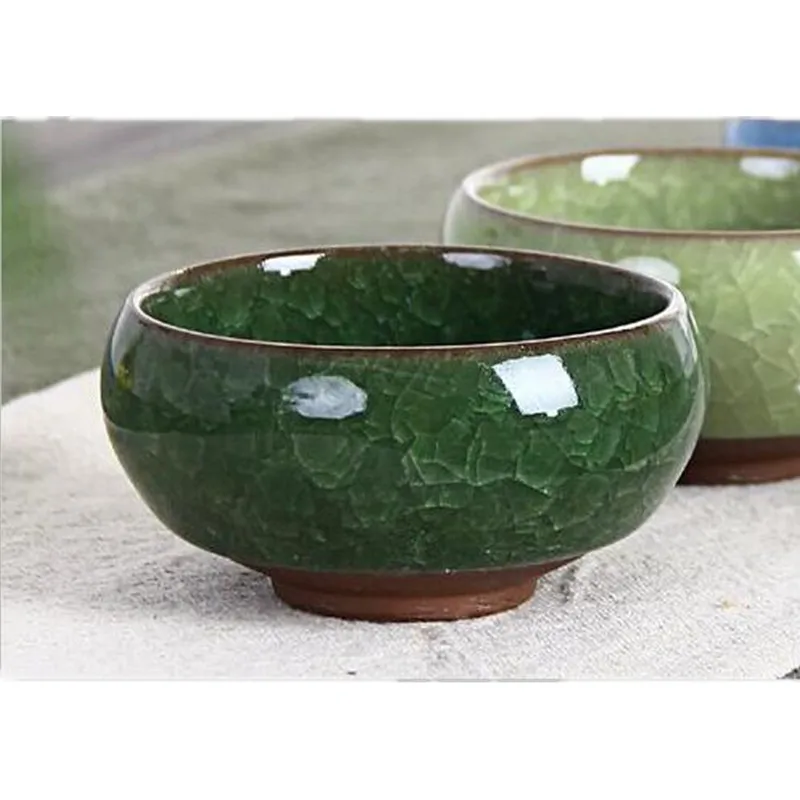 Chinese Kung Fu Tea Cup Set ice crackled Glaze Ceramic cup Travel Tea Bowl Wine Cup Sets with Golden Fish Porcelain mugs 6pcs
