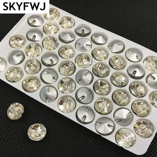 

Crystal Clear Color Round Rivoli Glass Crystal Radiant Sew on Rhinestone Pointback 1 Hole for DIY 8mm 10 mm 12mm 14mm 16mm 18mm