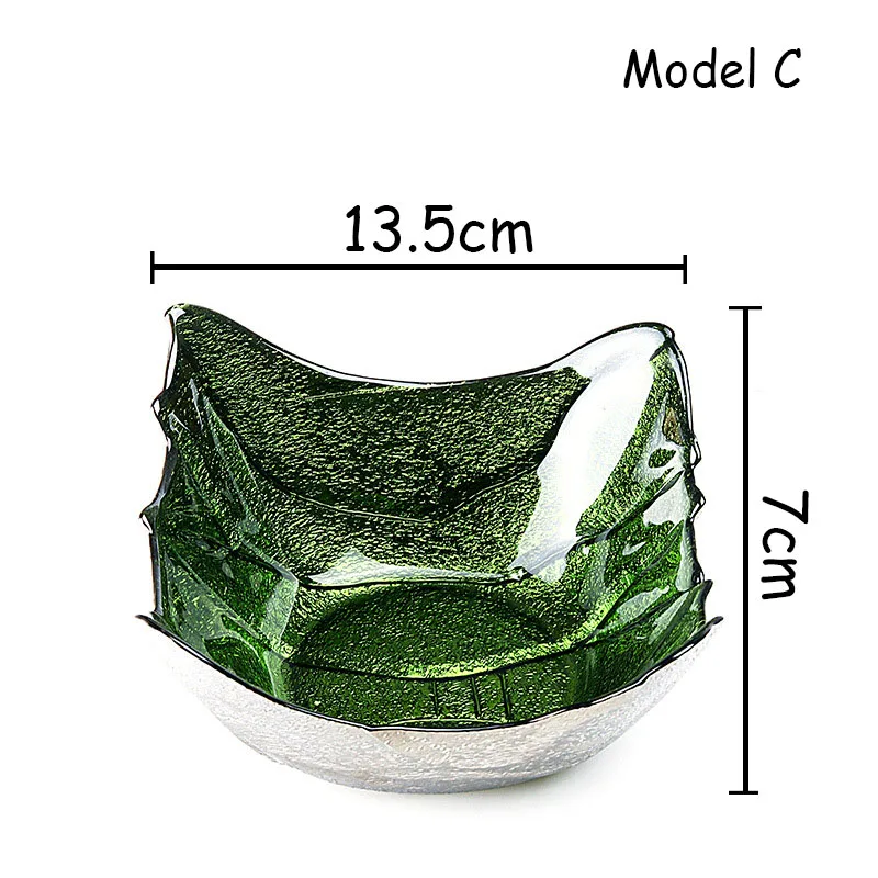 Салатный поднос закуски миски десертная тарелка пищевой контейнер Гальванизированный стеклянный цветок Форма Фрукты неэтилированная стеклянная миска столовая посуда 1 шт - Цвет: Model C