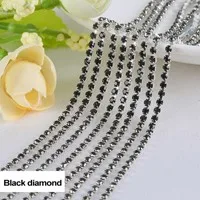 3yards/piece 17colors glass crystal Rhinestones chain, Gold bottom sew on Cup Chains For diy Sewing Clothes Accessories