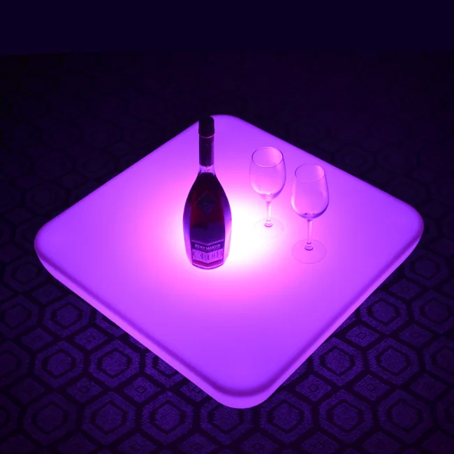 SK-LF28U (L62*W62*H21cm) PE Material LED Coffee Bar Table 16 Color Change Glow Plastic Waterproof For Party With Remote Control