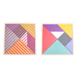 1 шт. Деревянные Игрушки Tangram Double Side Цвет Головоломки Доска Для Детей Развивающие Развивающие Игрушки для Детей