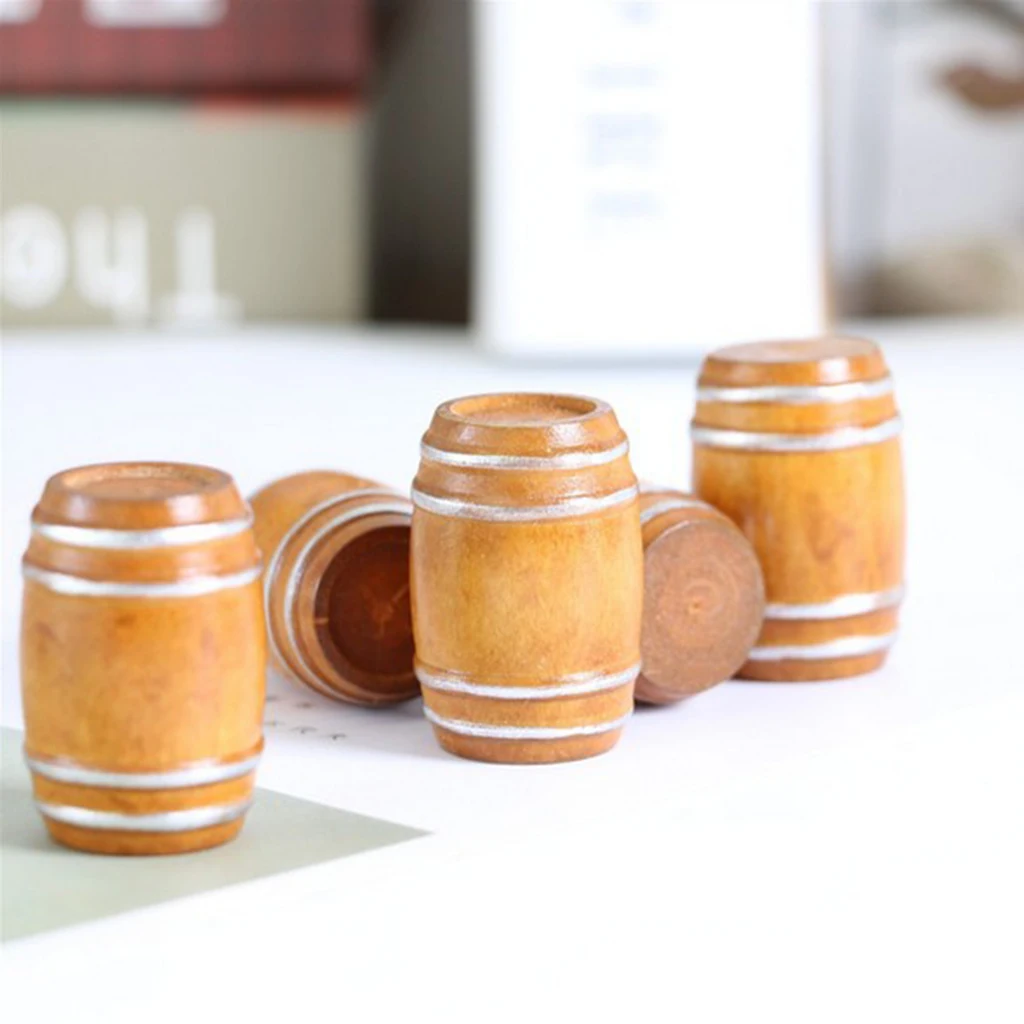6 Pcs 1/12 Dollhouse Furniture Doll house Miniature Beer Barrel Cask Model Room Accessories Simulation Toys dolls accessories